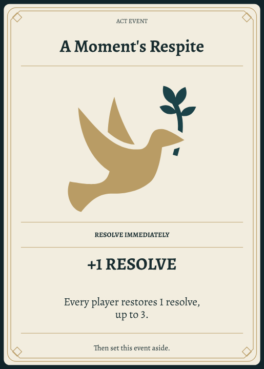 A Moment's Respite, Act events
